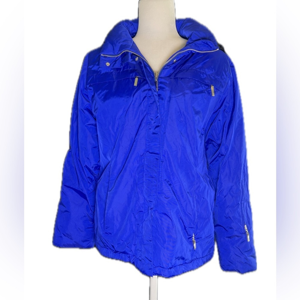 FERA Platinum Royal Blue Women's Snow Ski Jacket Faux Fur Hood 10 Ten Medium - Picture 1 of 10